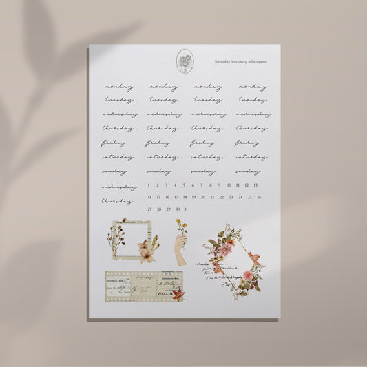 November Stationery Kit Extra - Dates