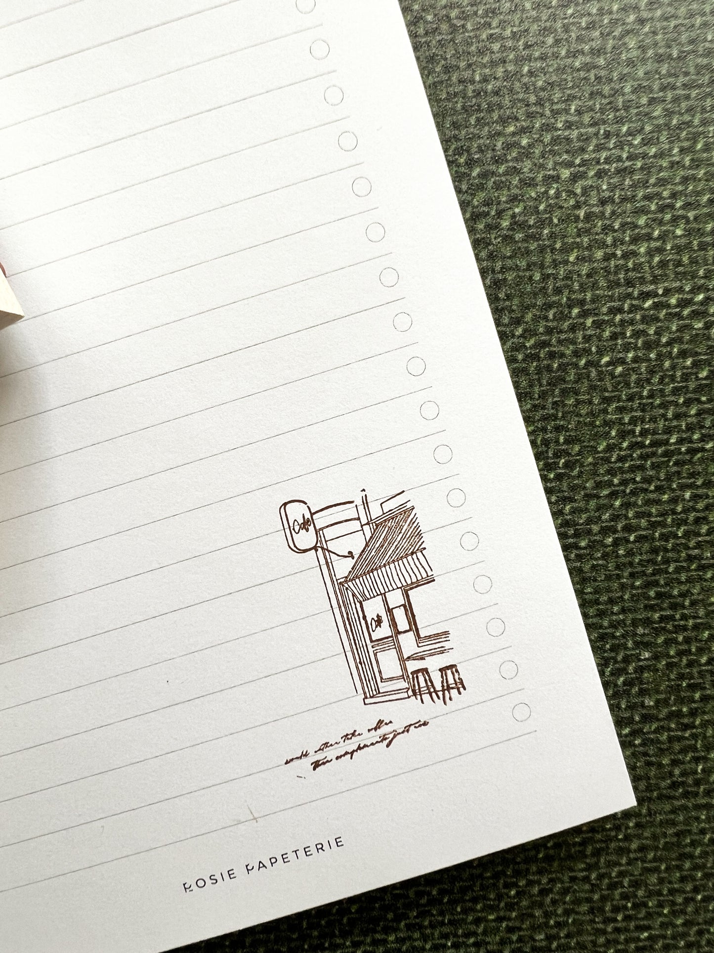 July Stationery subscription special item - cafe store front rubber stamp