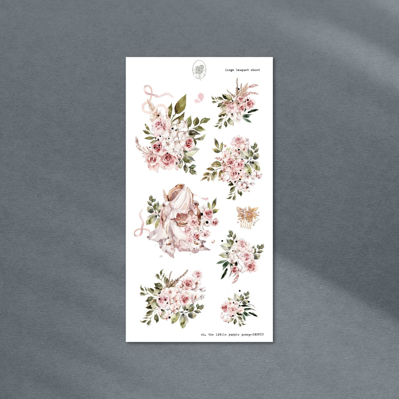 oh, the little purple pansy - large pink flowers (rose gold foil)