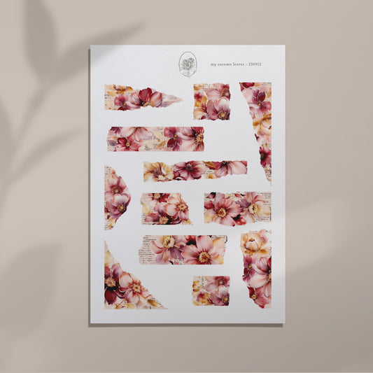 My Autumn Leaves - Pink Flower Paper Torn Paper
