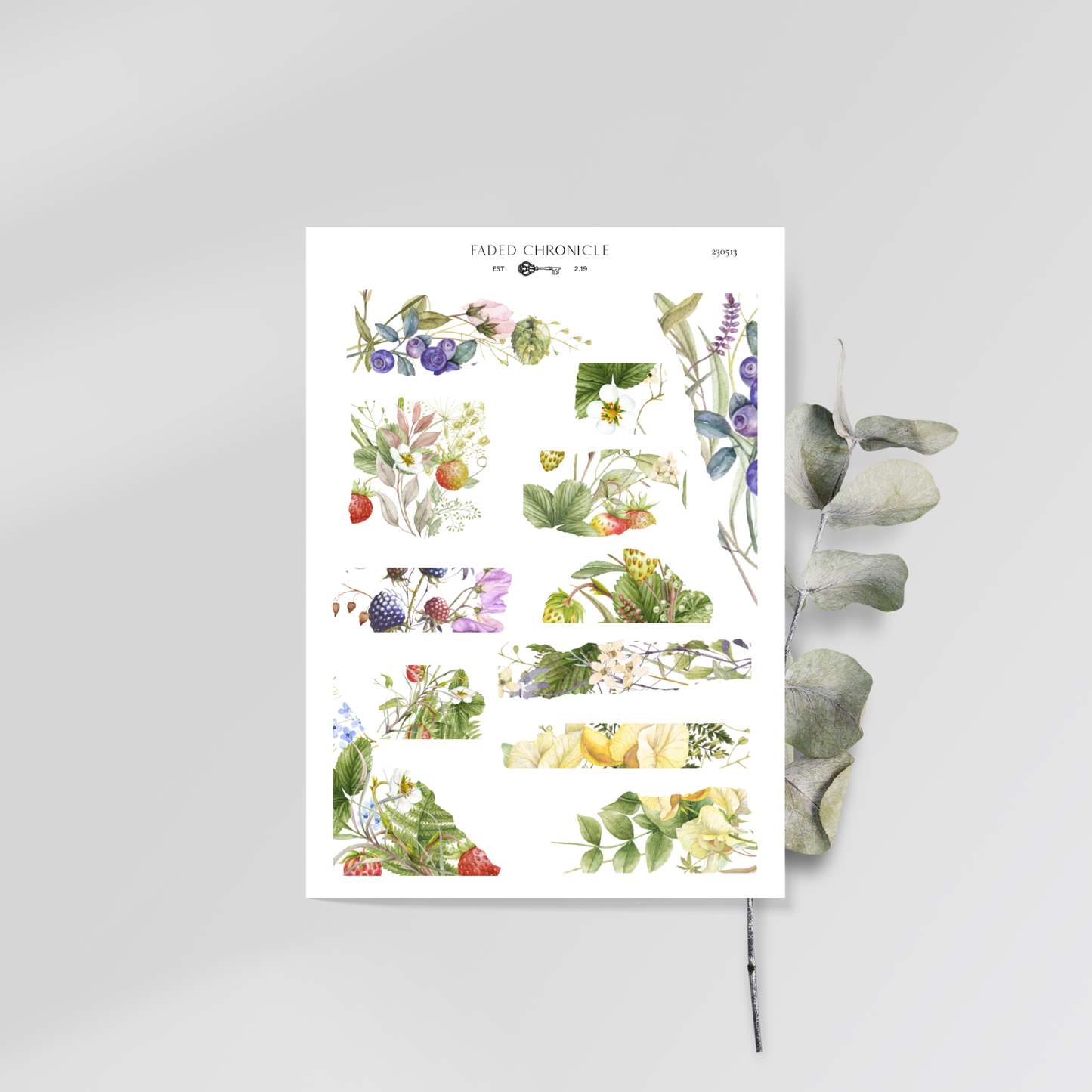 The Sound Of A Summer Garden - Berry And Flower Torn Paper