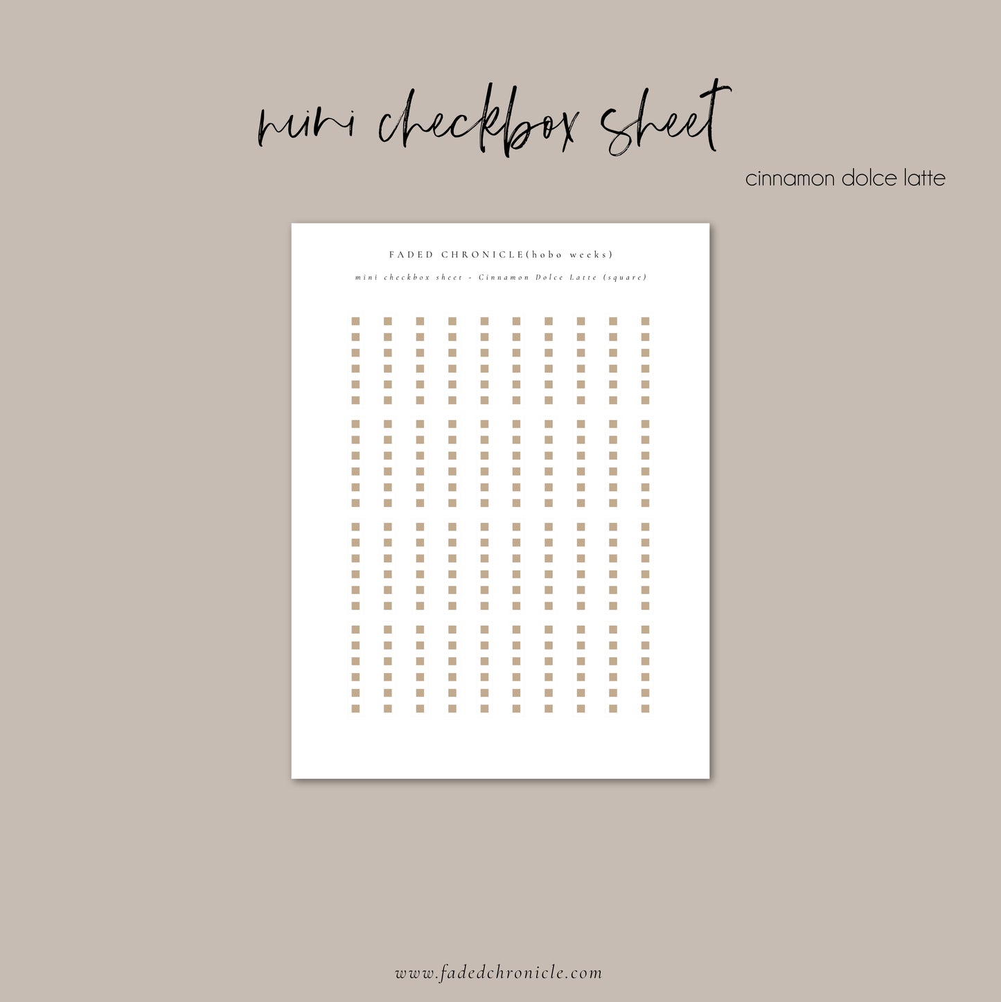 Regular Checkbox Sheet -  Cinnamon Dolce Latte