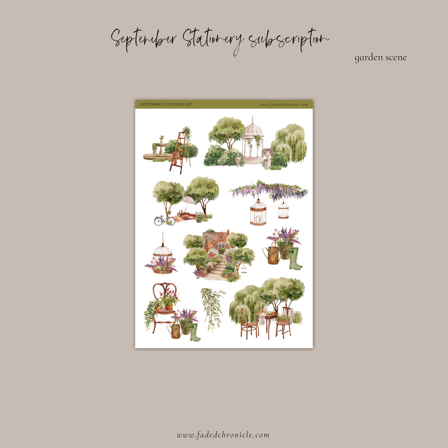 September Stationery Kit Extra - Garden Scene