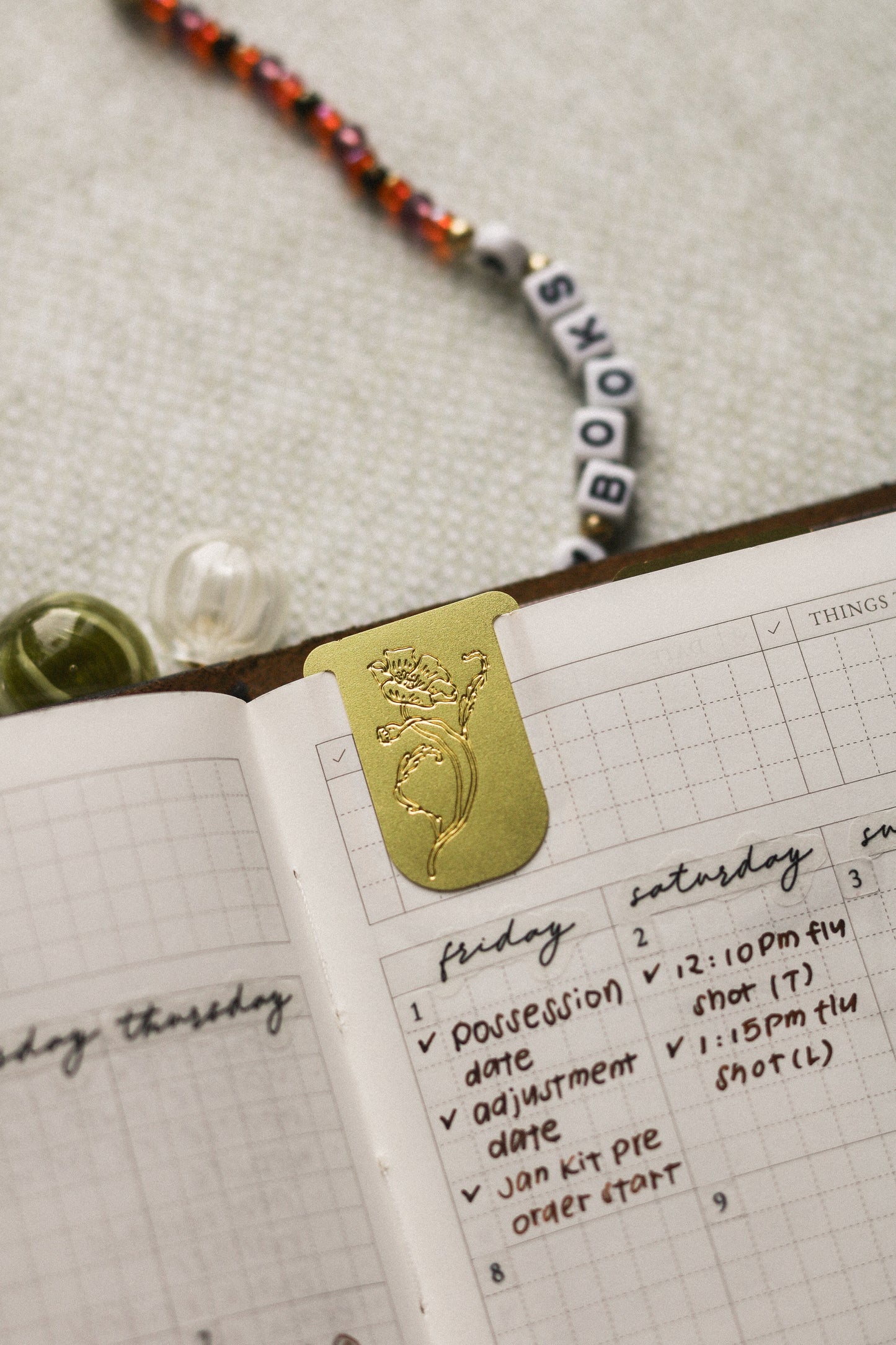 Set of 3 Botanical Brass page markers