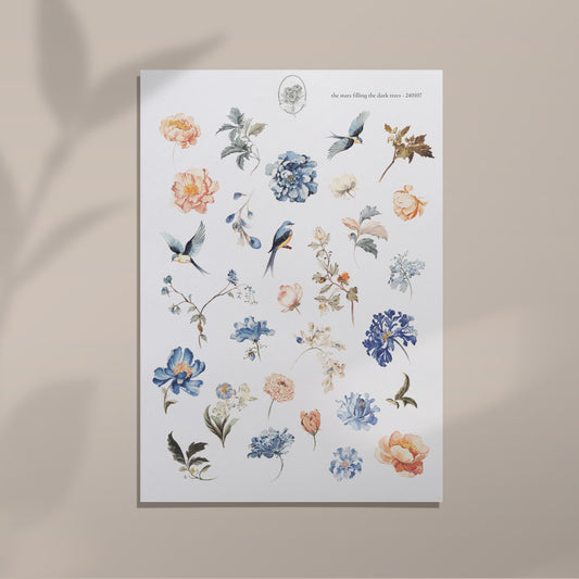 the stars filling the dark trees - Lake Blue Floral Small Icons