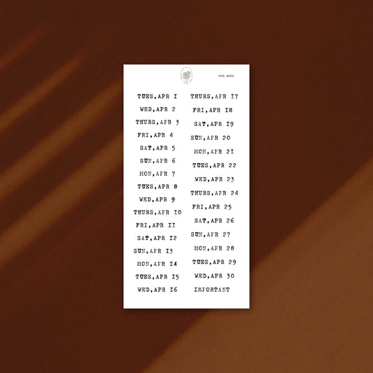 2025 Apr Dates
