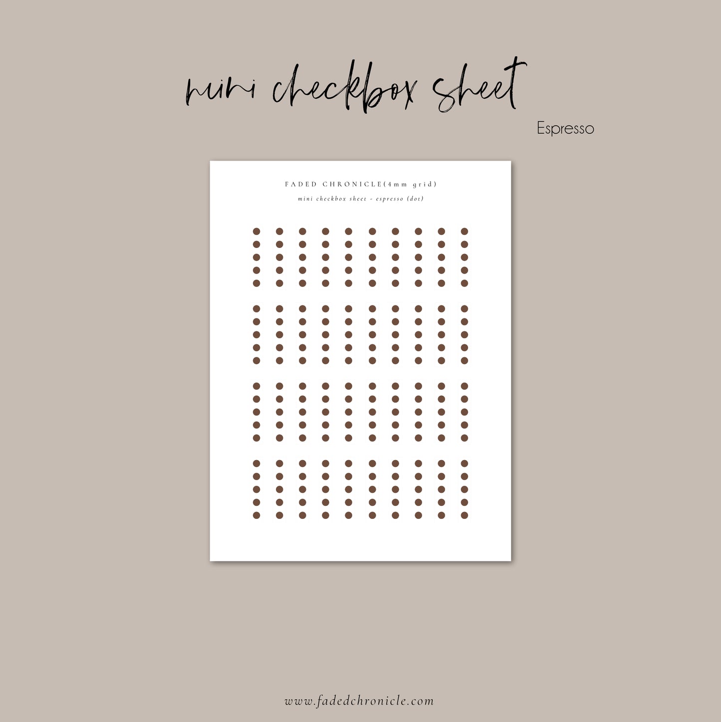 Regular Checkbox Sheet - Espresso