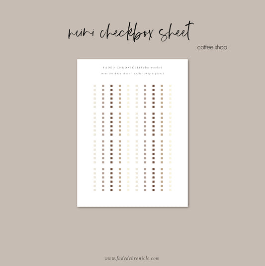 Regular Checkbox Sheet - Coffee Shop
