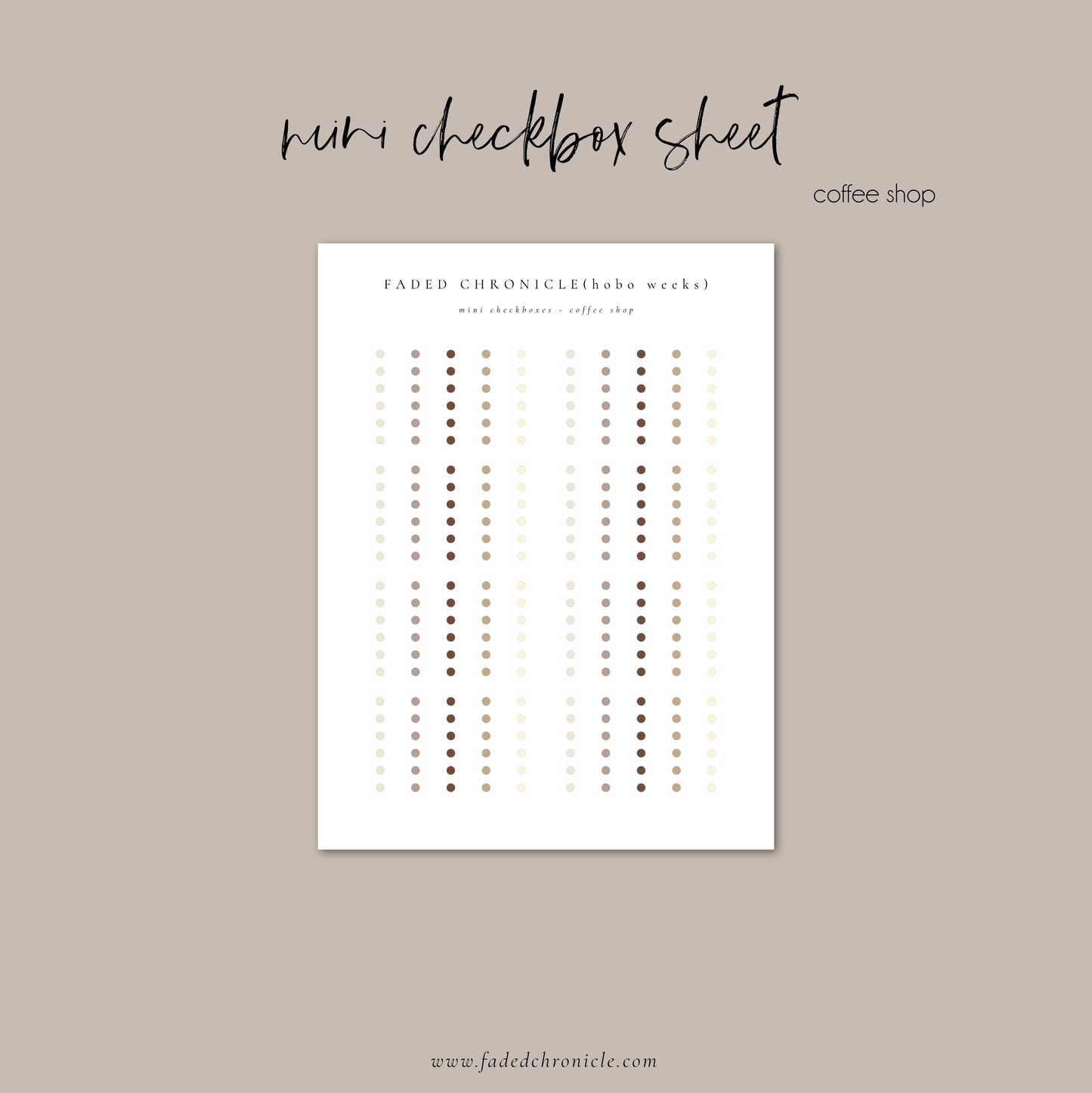 Regular Checkbox Sheet - Coffee Shop