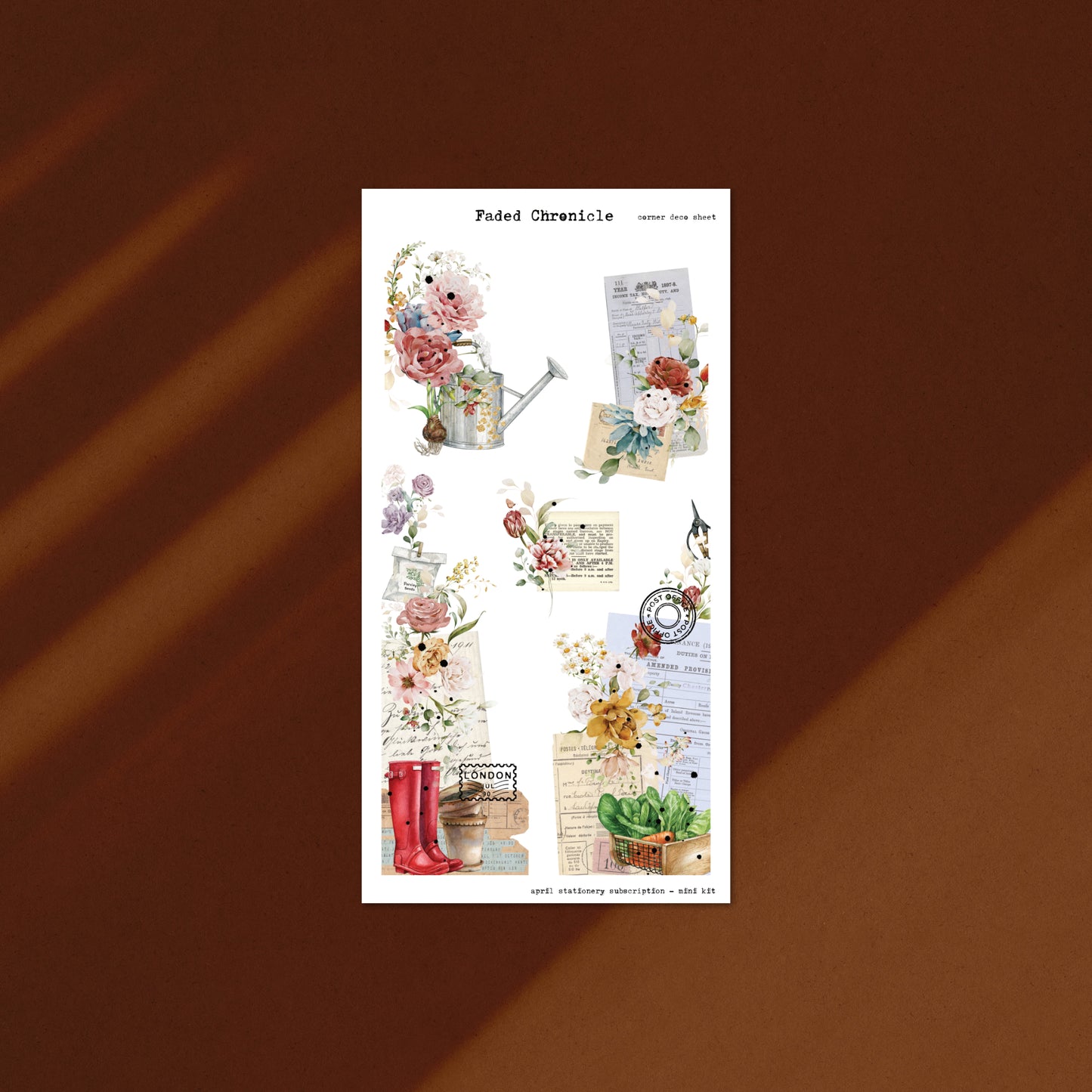 April Stationery Kit Extra - Corner Deco Sheet (Gold Foil)