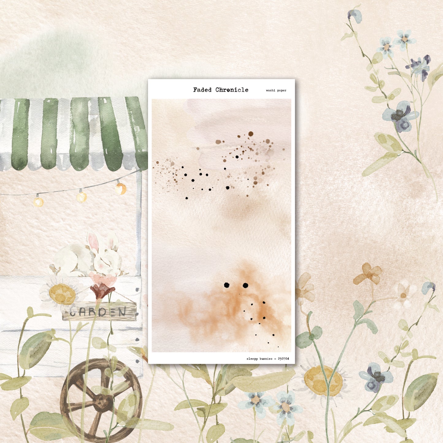 Sleepy Bunnies - washi paper (Gold Foil)