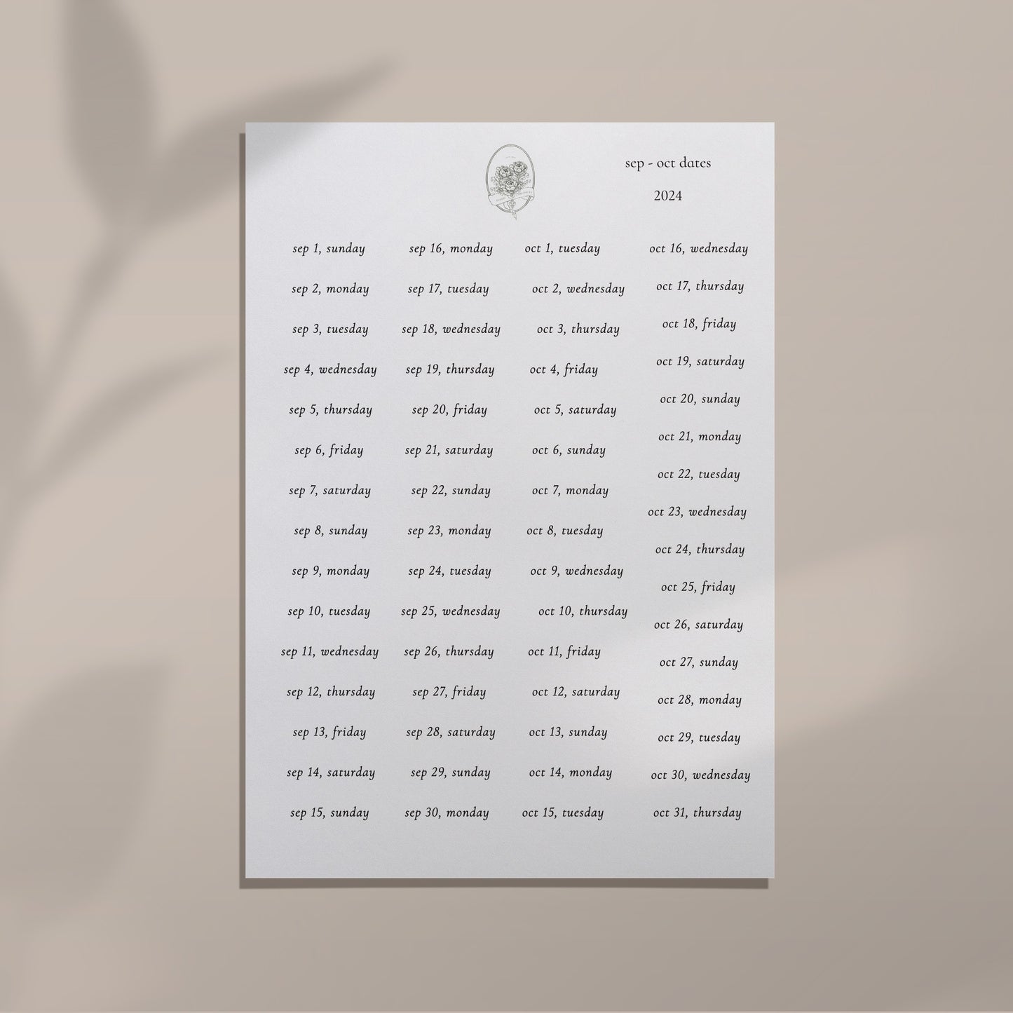 Sep - Oct 2024 Date Sheet