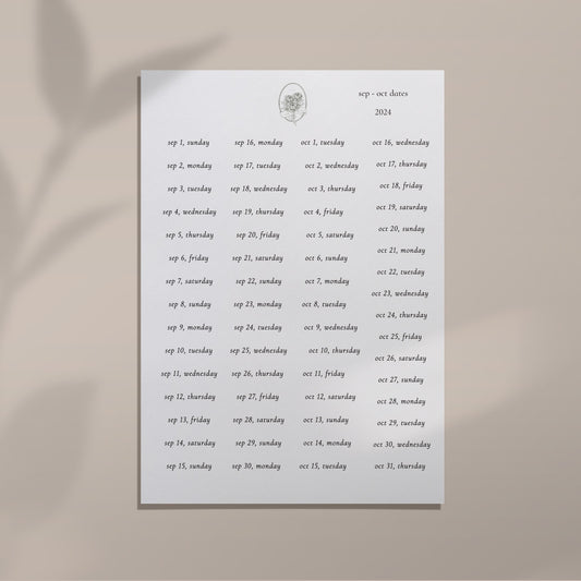 Sep - Oct 2024 Date Sheet