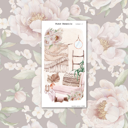 Romantic Peony - washi paper (Pink Chair)