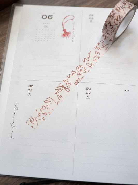 Hand drawn flowers washi tape 15mm