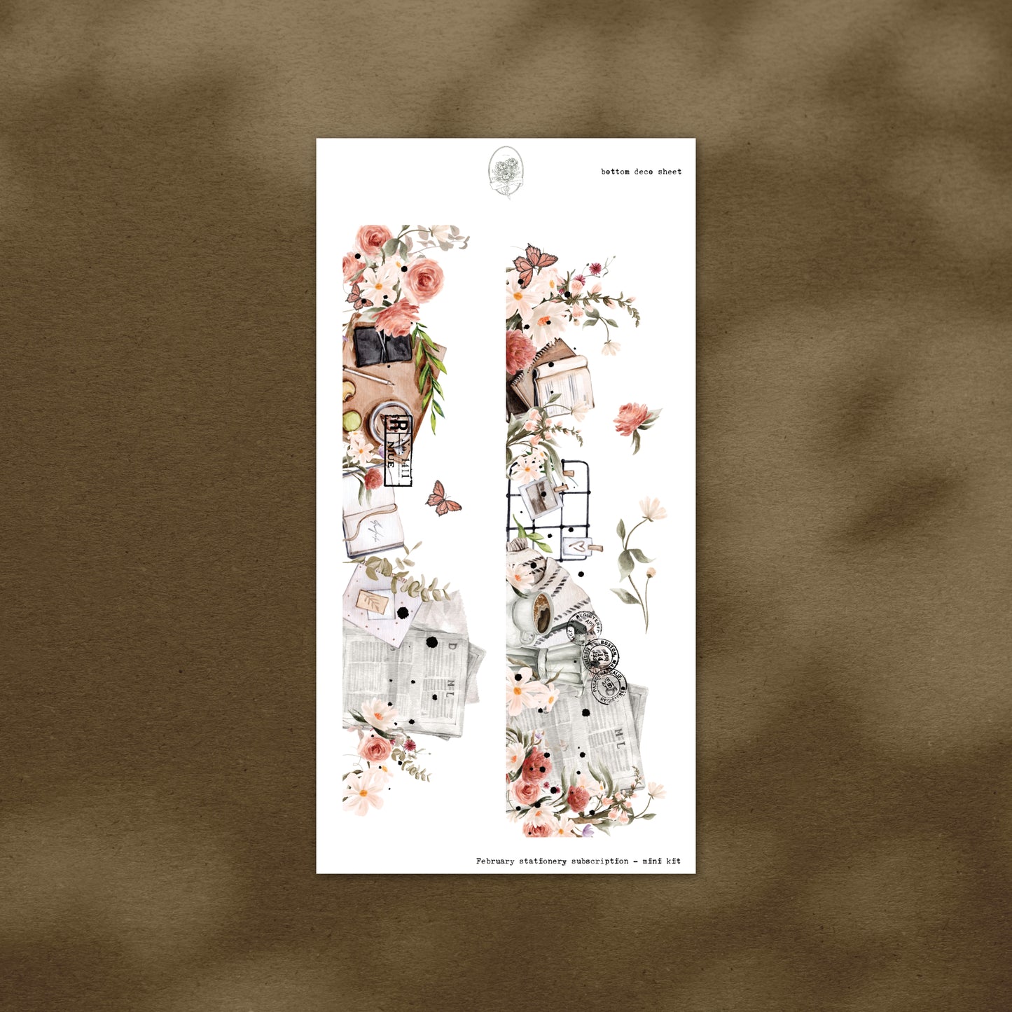 February Stationery Kit Extra - Bottom Deco Sheet (Gold Foil)