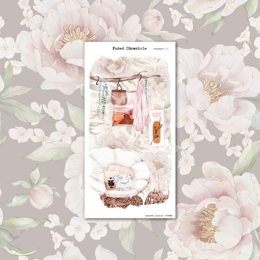 Romantic Peony - washi paper (white chair)