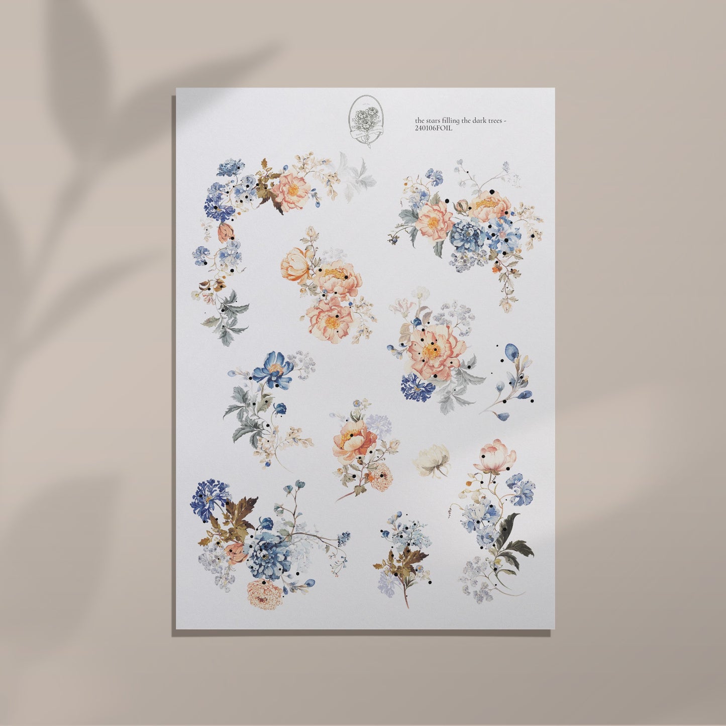 the stars filling the dark trees - Large Lake Blue Floral