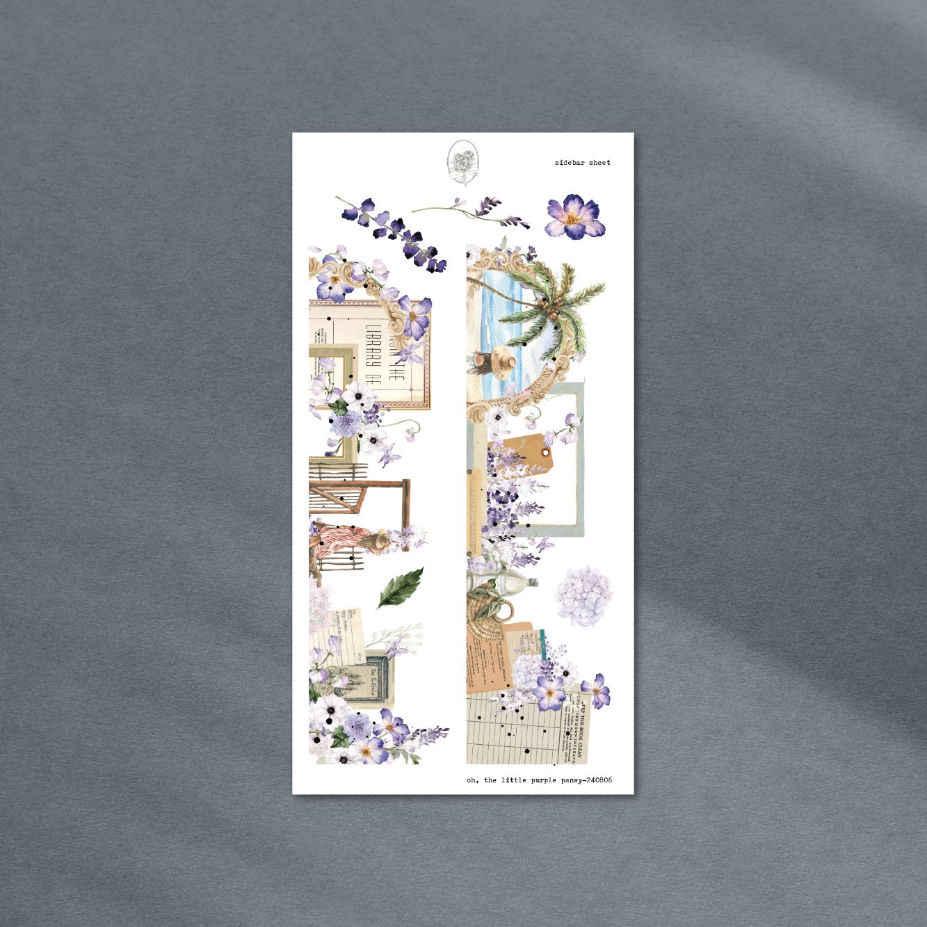 oh, the little purple pansy - side bar sheet (rose gold foil)