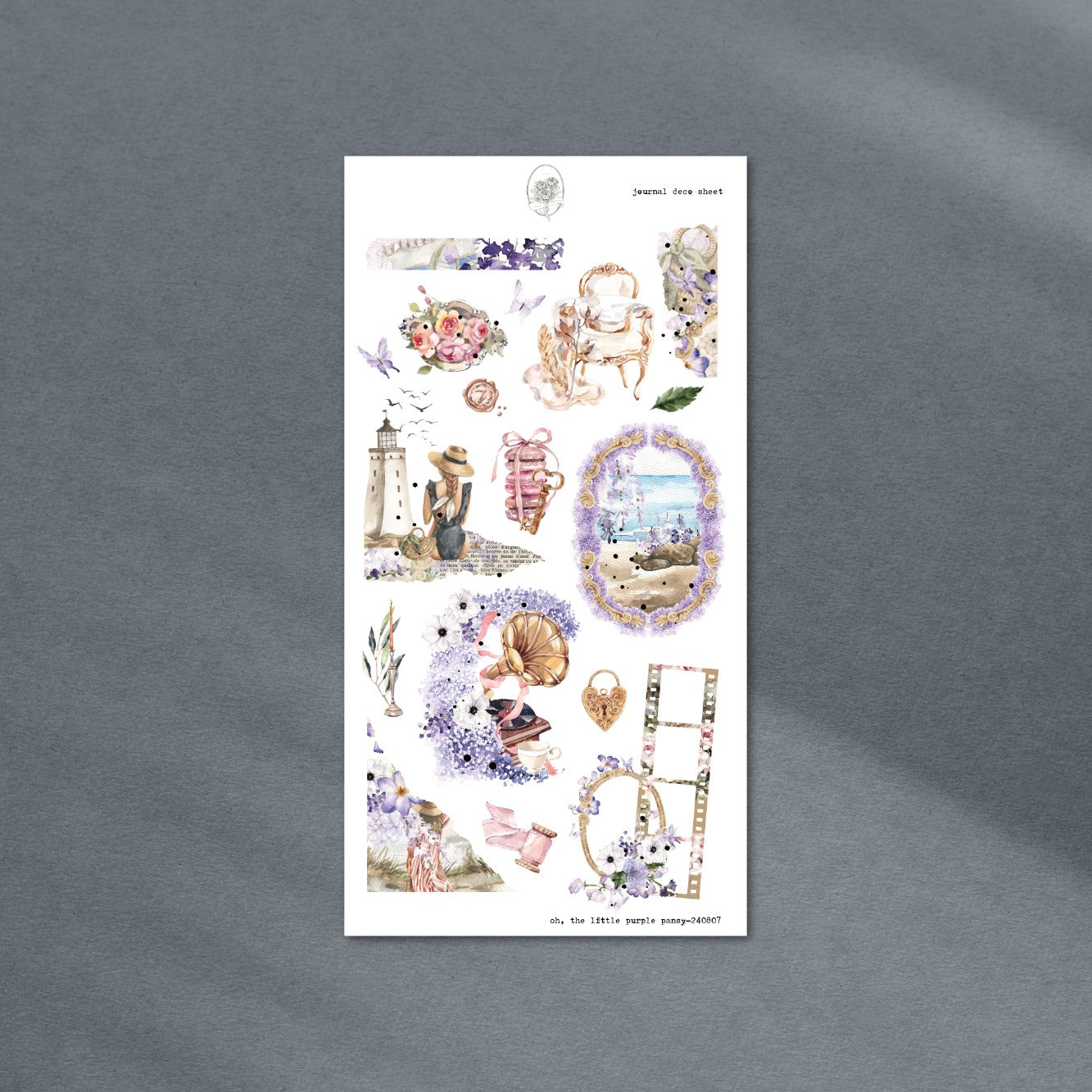 oh, the little purple pansy - journal page deco (rose gold foil)