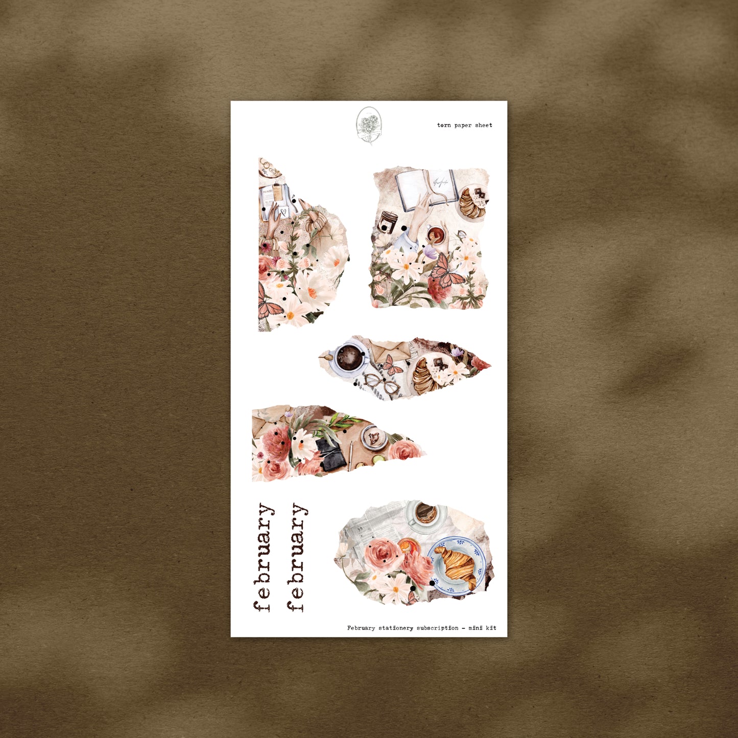 February Stationery Kit Extra - Torn Paper (Gold Foil)