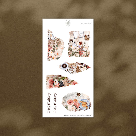 February Stationery Kit Extra - Torn Paper (Gold Foil)