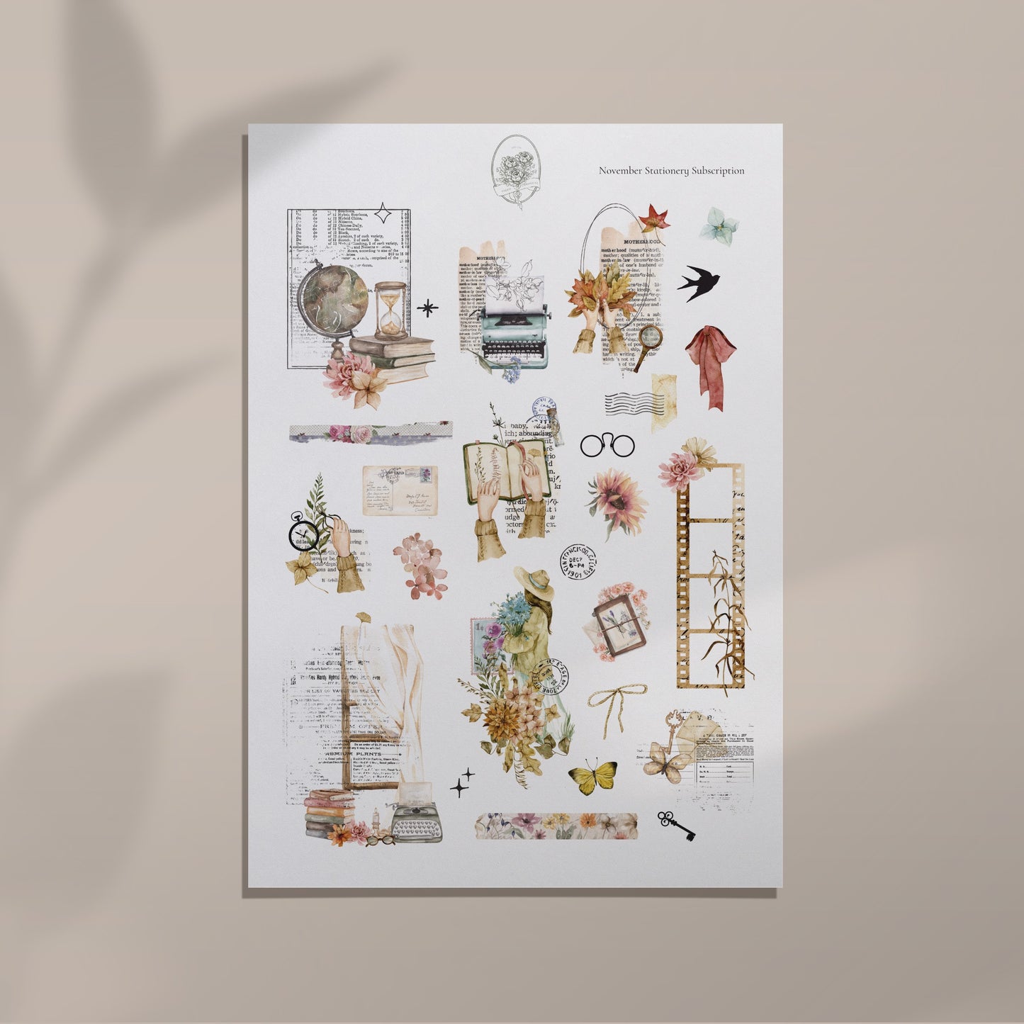 November Stationery Kit Extra - Journal Page (Rose Gold Foil)