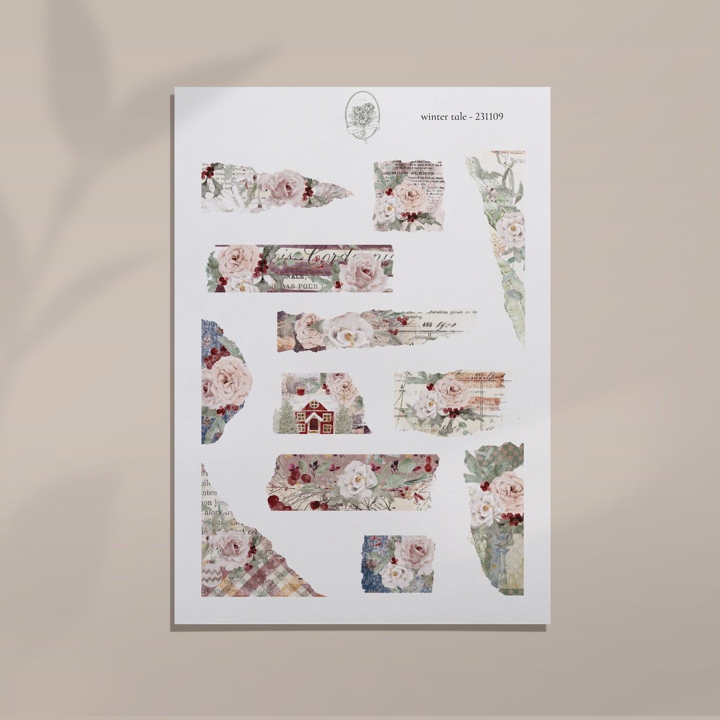 Winter Tale - Torn Paper with Flowers