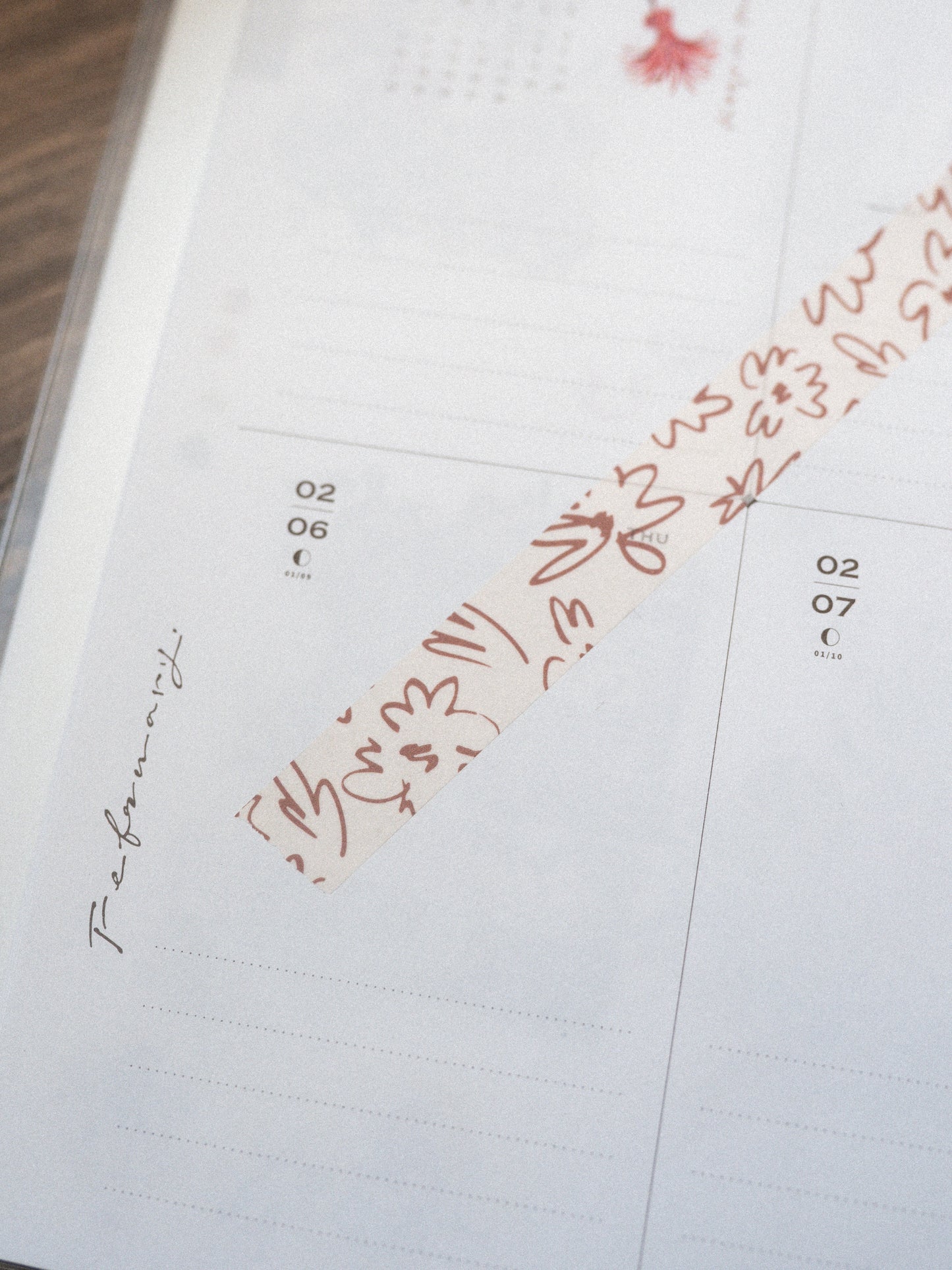 Hand drawn flowers washi tape 15mm