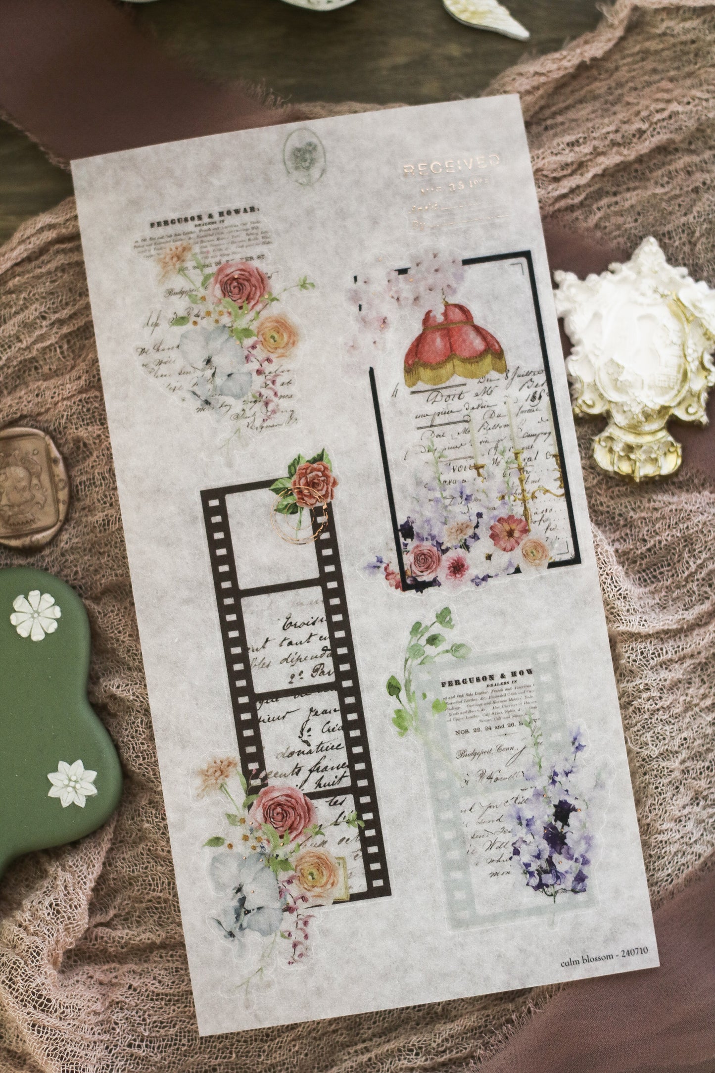 calm blossom - vintage floral frame sheet (rose gold foil)