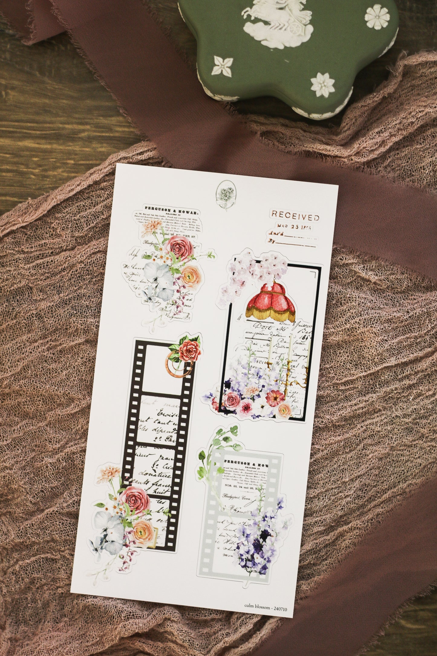 calm blossom - vintage floral frame sheet (rose gold foil)