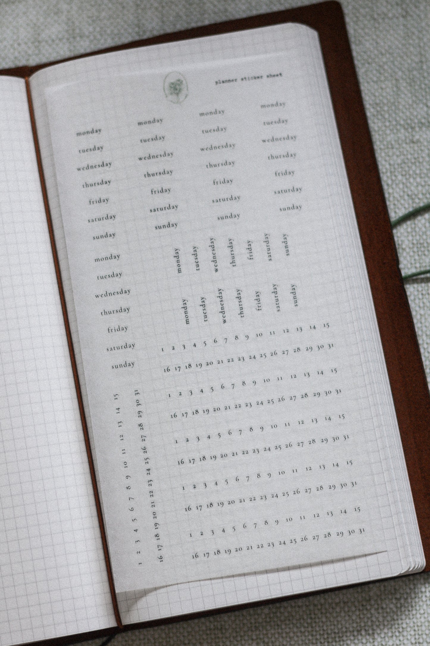 Planner Funtional stickers - days and dates (six months)