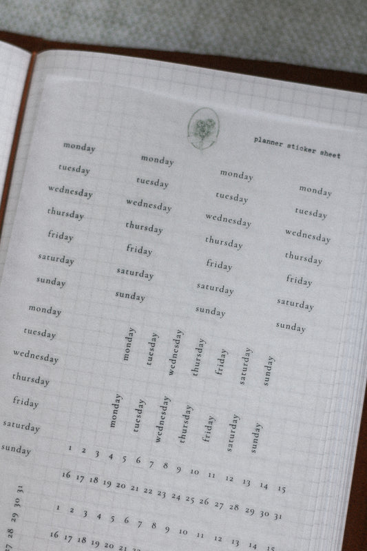 Planner Funtional stickers - days and dates (six months)