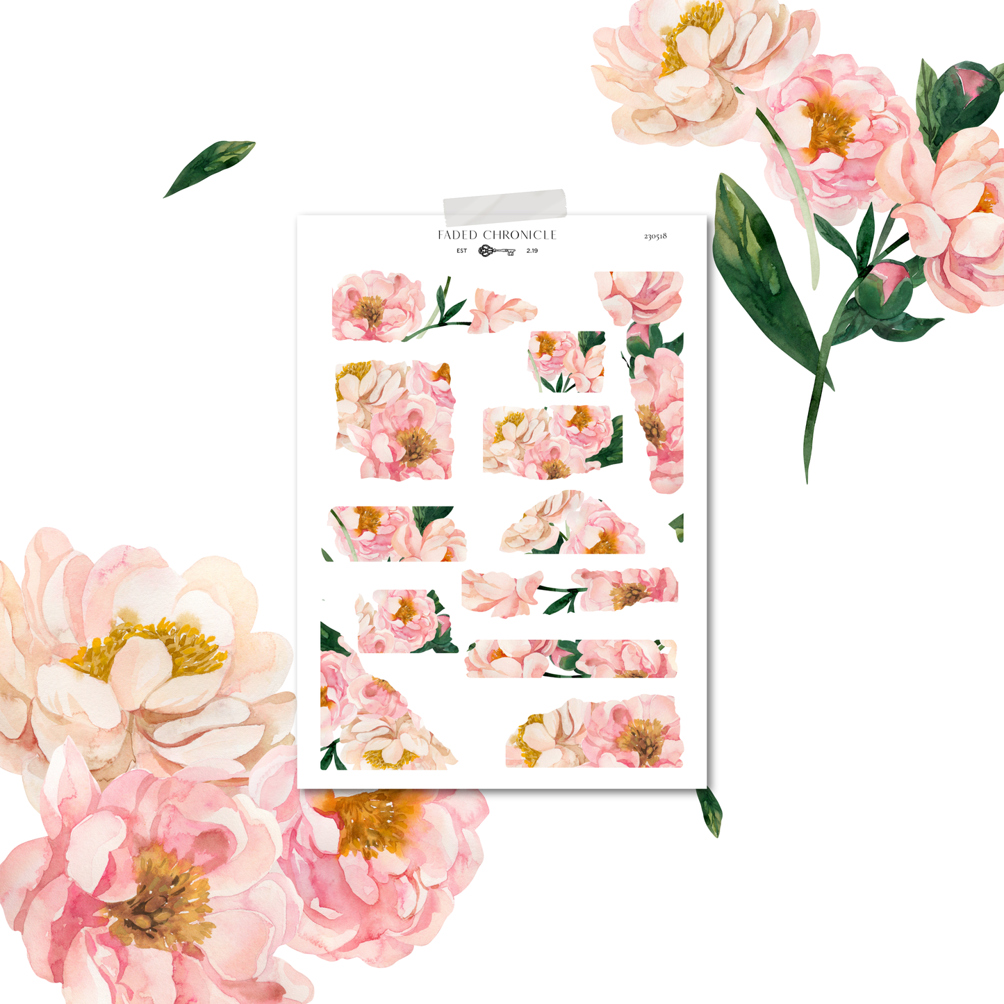 The Sound Of A Summer Garden - Soft Pink Flower Torn Paper