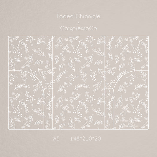Faded Chronicle X CatspressoCo - A5 White Floral PVC Cover