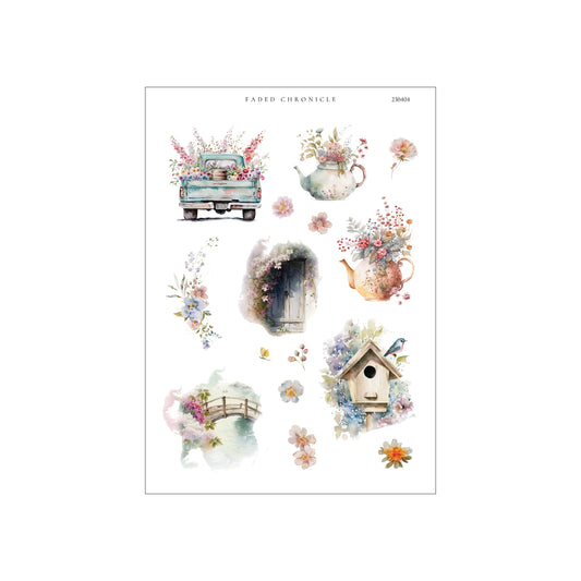 A Cup Of Dreamy Spring - Large Watercolour Icons