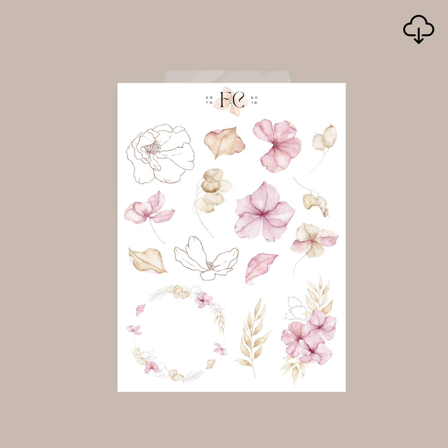 Dried Bloom Deco sticker Printable #1