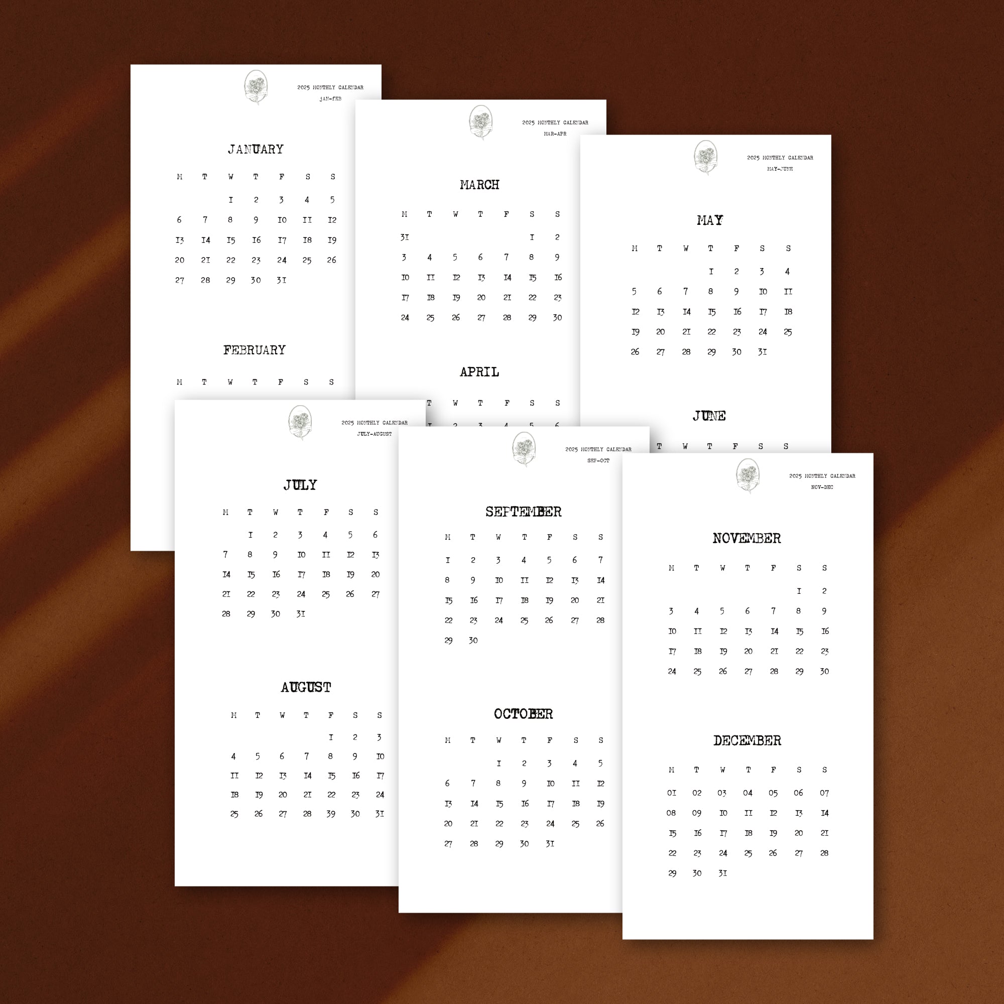 2025 Monthly Bundle - Vintage Type Writer Font
