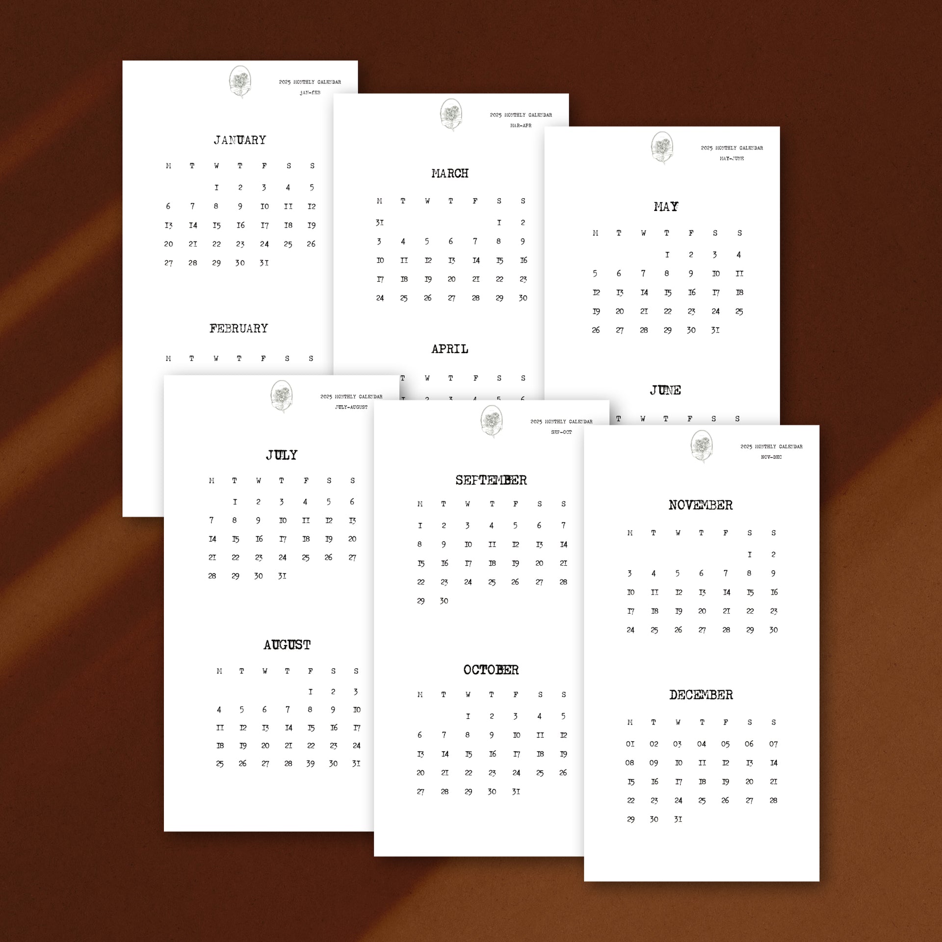 2025 Monthly Bundle - Vintage Type Writer Font