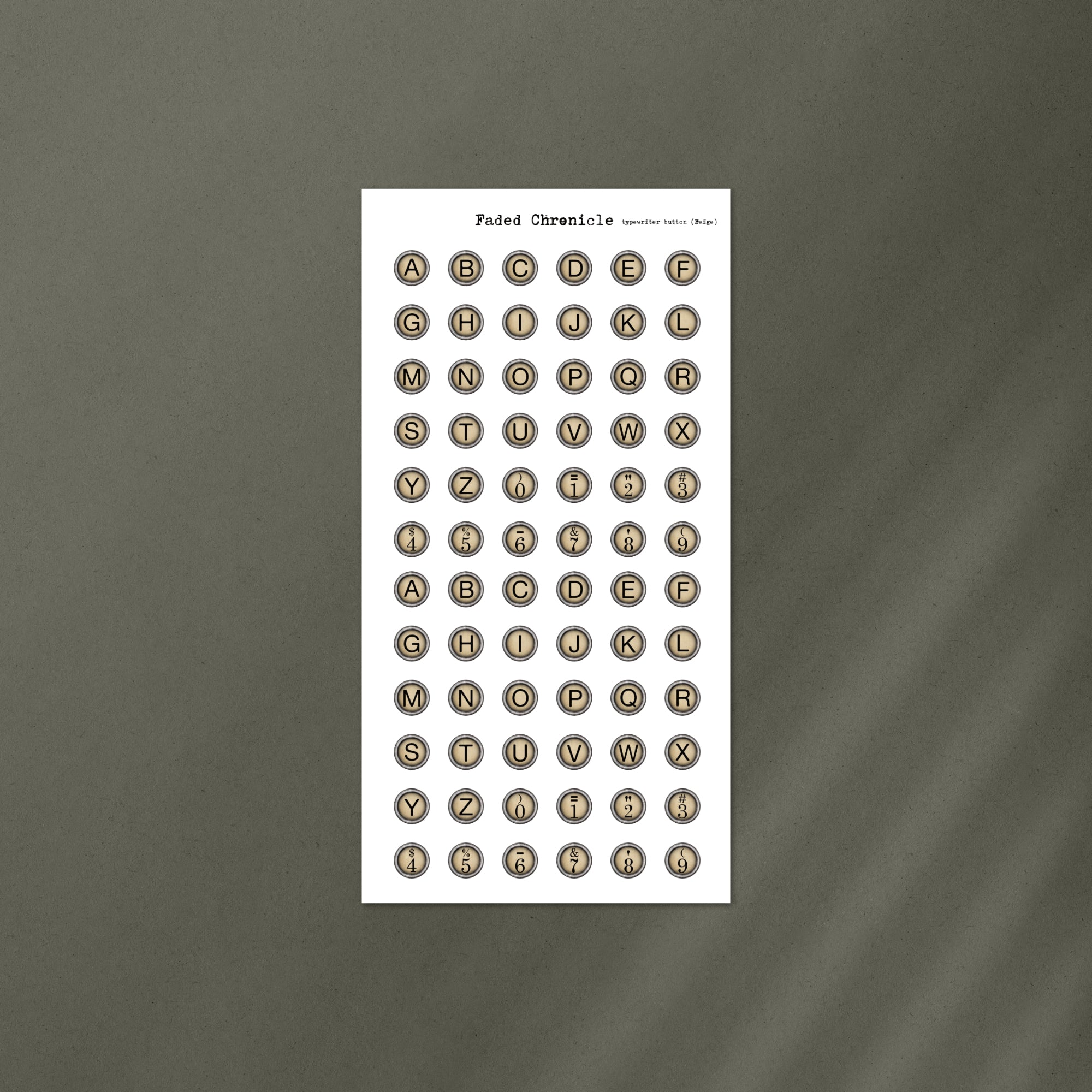Vintage Typewritter Button - Dark Beige
