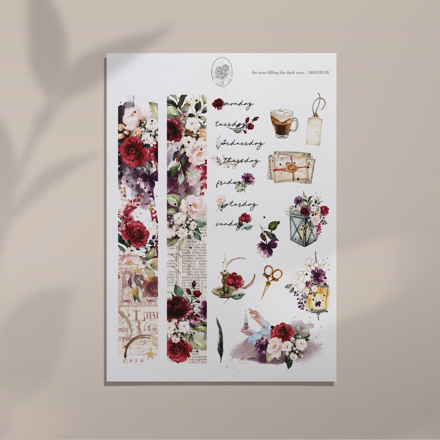 the stars filling the dark trees - Burgundy Floral Funtional Sheet