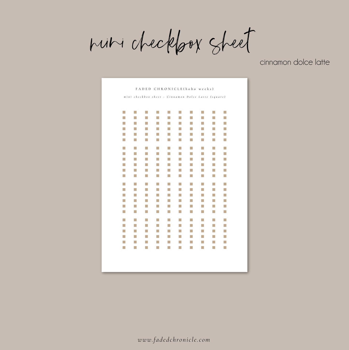 Regular Checkbox Sheet -  Cinnamon Dolce Latte