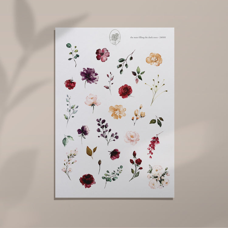 the stars filling the dark trees - Burgundy Floral Small Icons