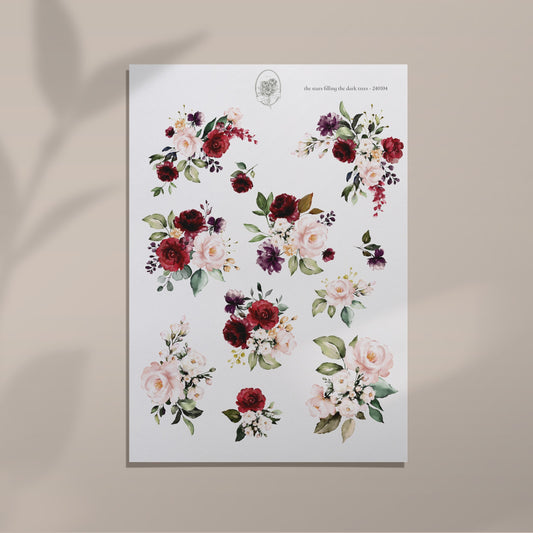the stars filling the dark trees - Large Burgundy Floral