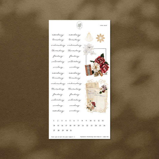 September Stationery Kit Extra - Dates