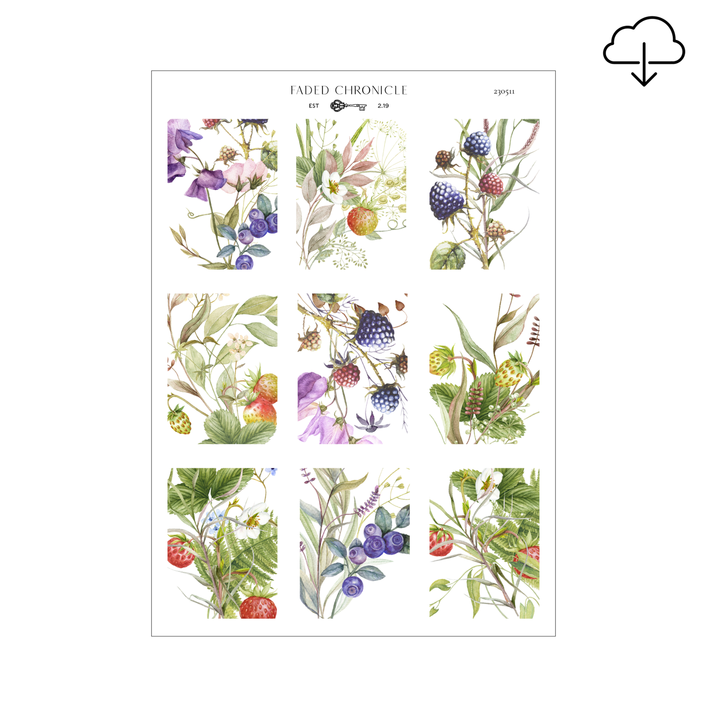 [Digital] The Sound Of A Summer Garden - Berry And Flower Full Box (1.25" Wide)