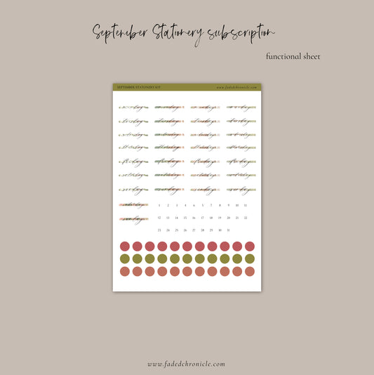 September Stationery Kit Extra - Functional Sheet