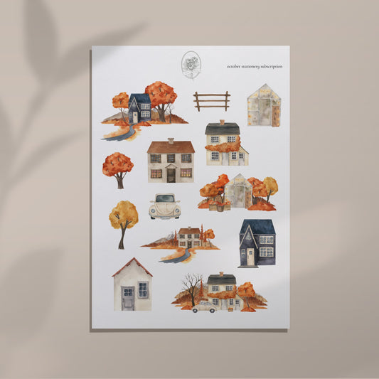 October Stationery Kit Extra - Autumn Houses