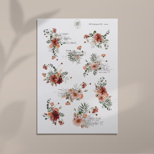 Full Of Gorgeous Life - Vintage Flower Scripts