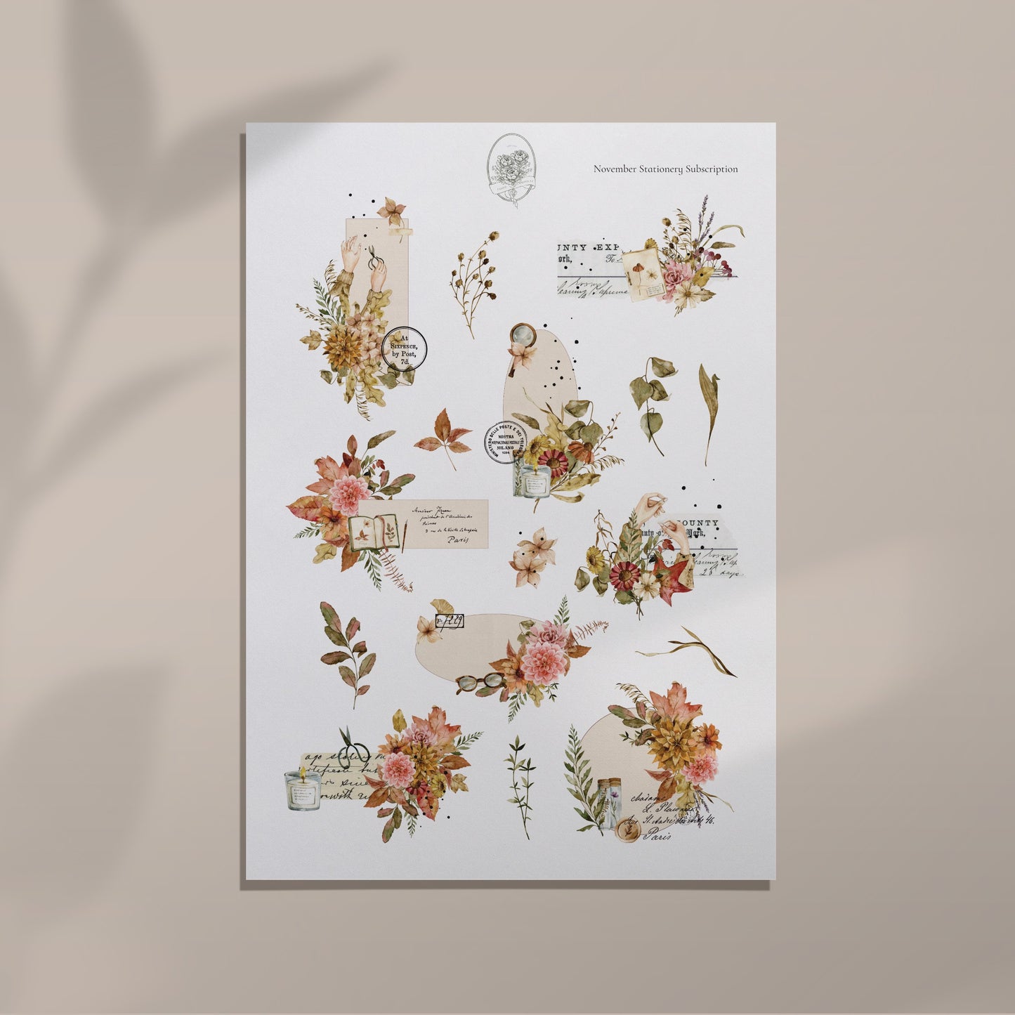 November Stationery Kit Extra - Collage Frames (Rose Gold Foil)